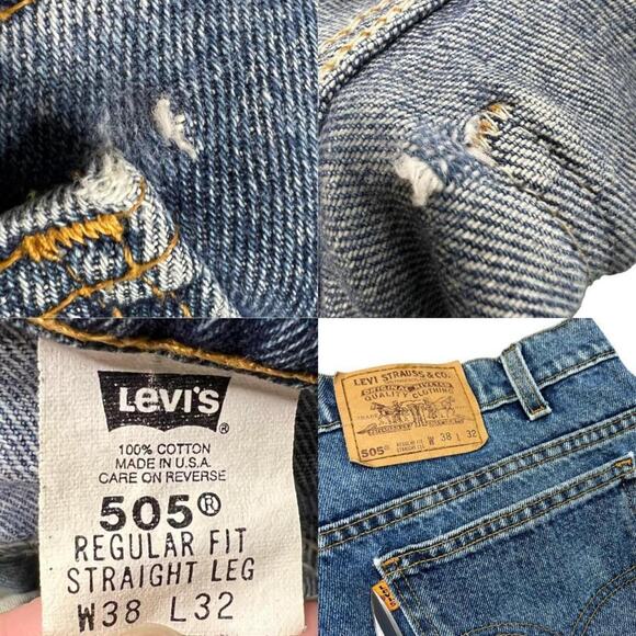 Vintage Orange Tab Levi’s 505 Regular Fit Straight Leg Jeans - Picture 4 of 4